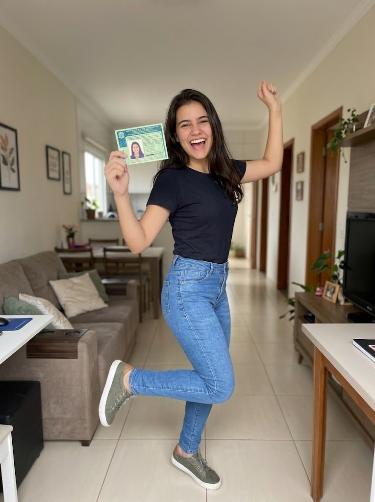 Jovem feliz no carro